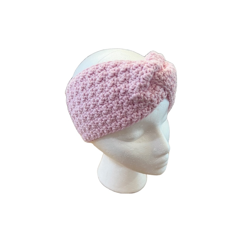 NEW! Crochet twisted knot ear warmer - baby pink